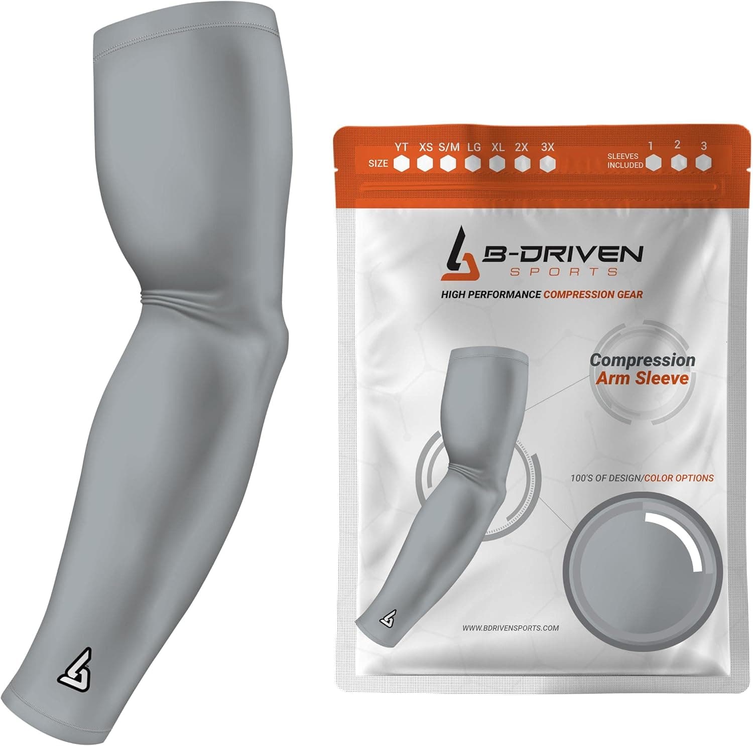 B-Driven Sports Compression Arm Sleeve - Great for Medical, Sports, & General Purpose