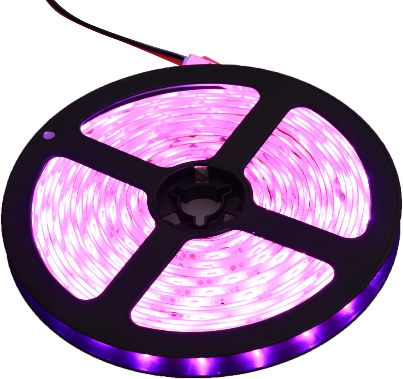 XKTTSUEERCRR 3528 SMD 16.4Ft 5Meter 300LEDs Pink Flexible Waterproof Strip Lighting With DC Power Adapter Connector