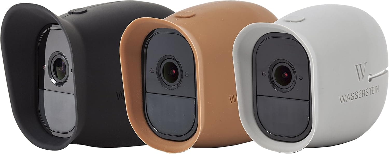 3 x Silicone Skins for Arlo Pro Smart Security - 100% Wire-Free Cameras by Wasserstein (3 Pack, Black/Brown/Grey)