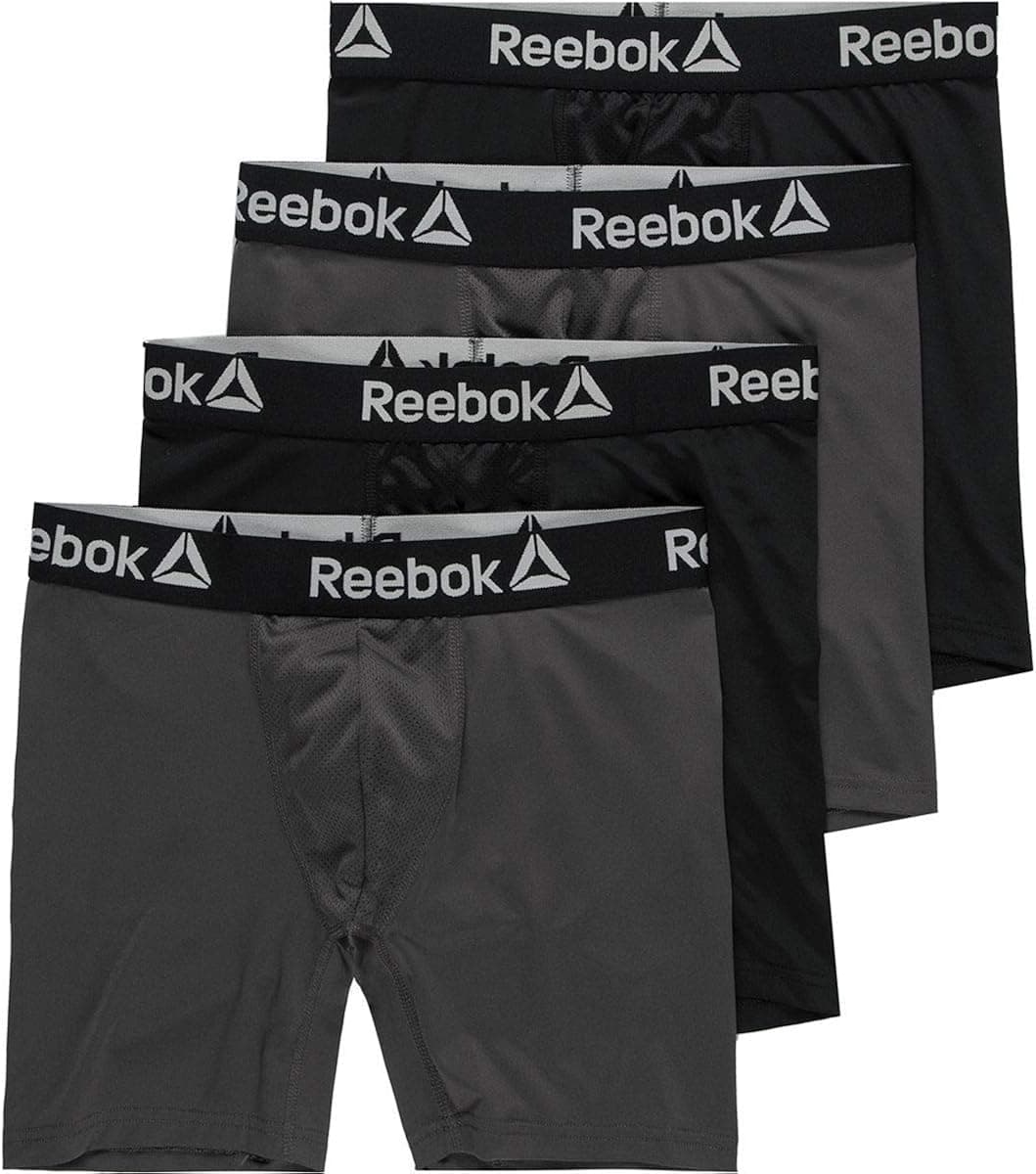 Reebok Performance Boxer Brief - 4-Pack - Men's Black/Magnet/Black/Magnet, S