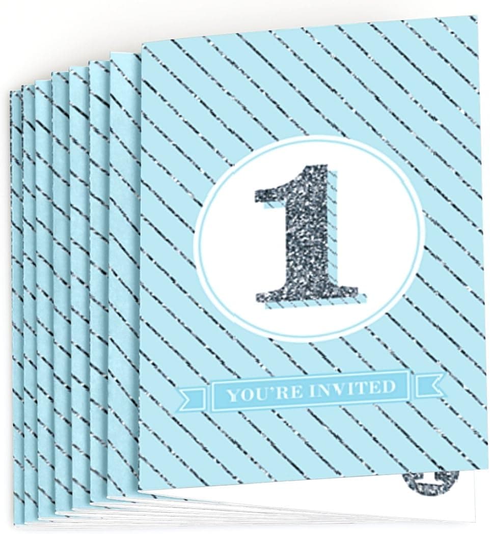 Big Dot of Happiness 1st Birthday Boy - Fun to be One - Fill-in First Birthday Party Invitations (8 count)