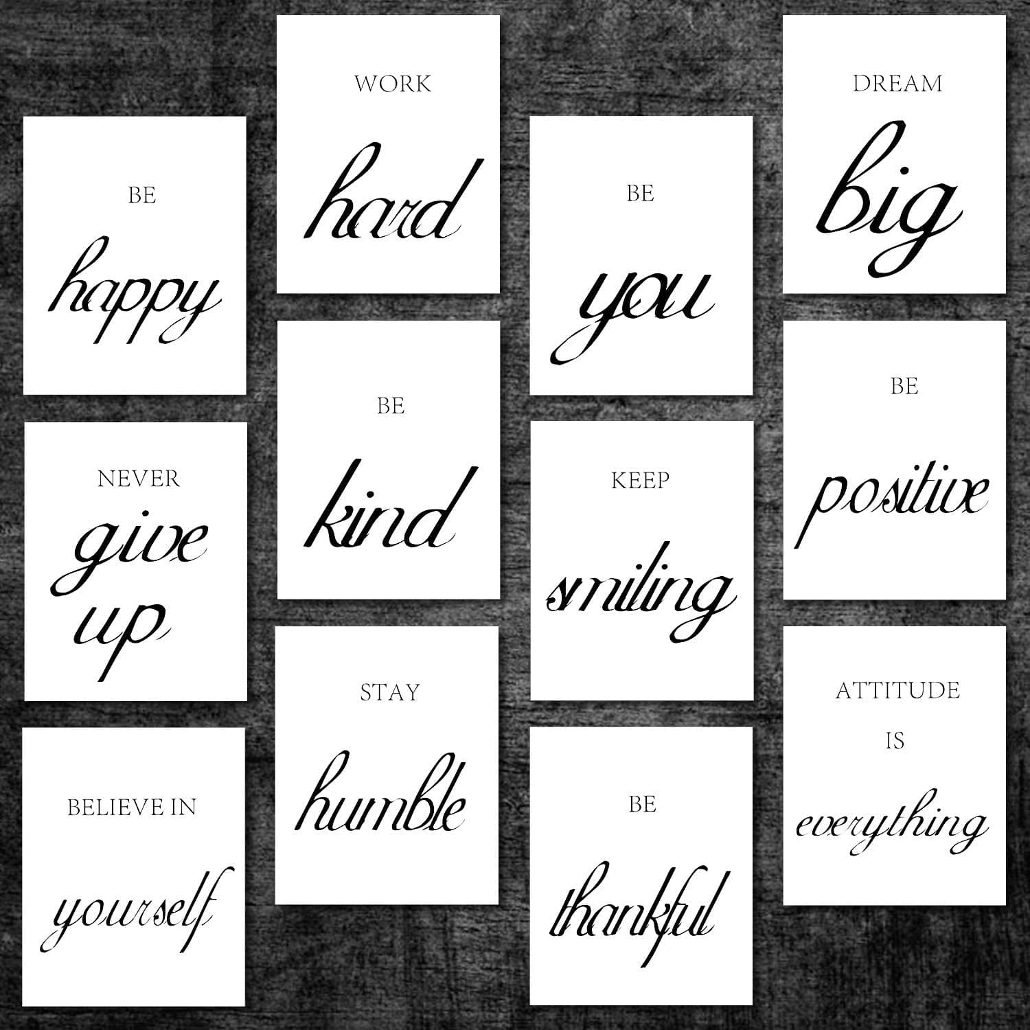 12 Pieces Inspirational Wall Art Motivational Posters Positive Quotes Wall Decor Unframed Encouragement Saying Art Painting for Living Room Bedroom and Office Wall Decor, 8 x 10 Inch