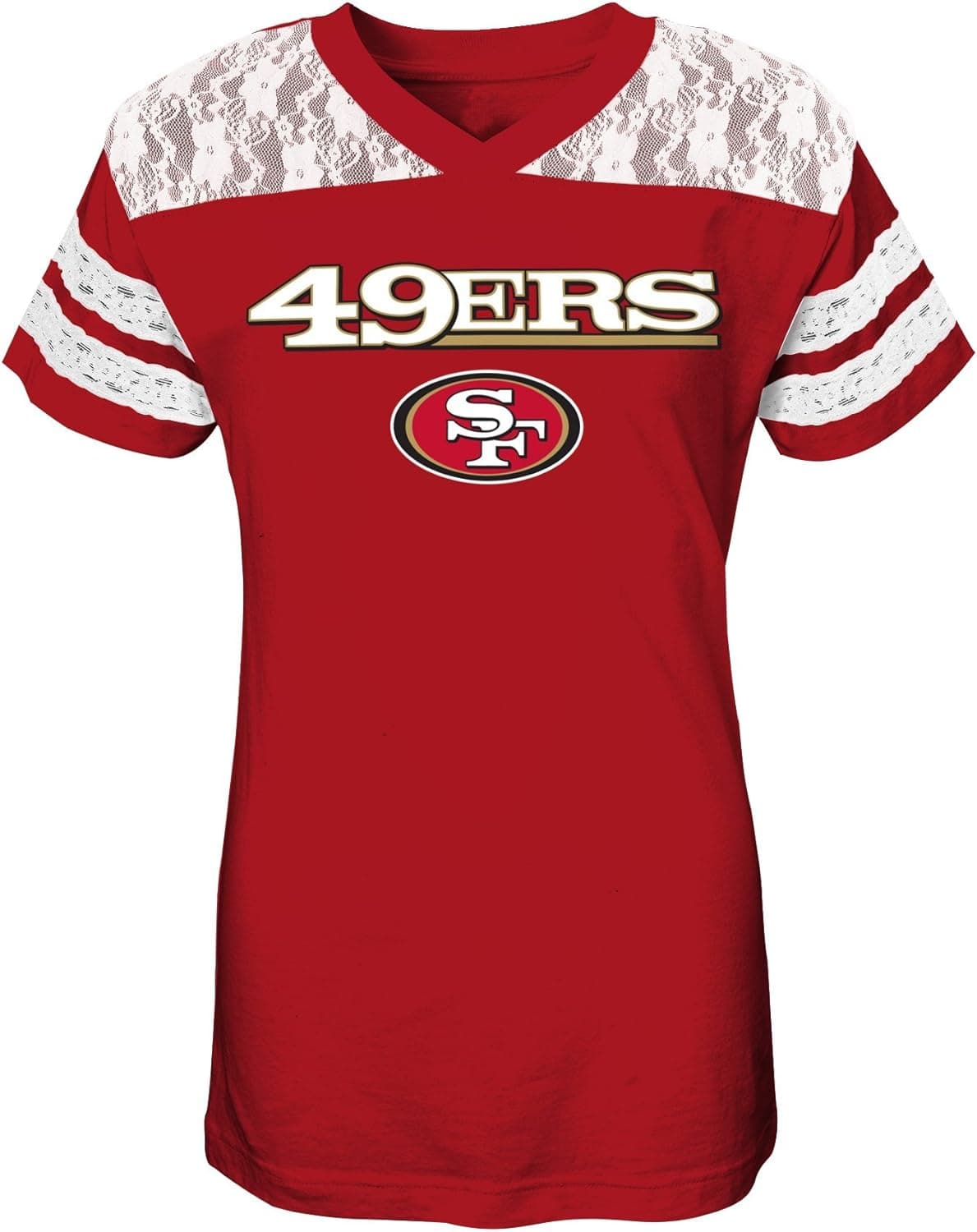 NFL Juniors' San Francisco 49ers Single Lace V-Neck Tee