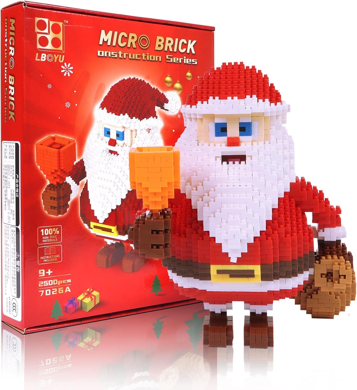 Christmas Santa Claus Building Blocks - New 2022 Mr. Santa Building Kit Set Micro Bricks with Bell and Gift Bag Details, 2500 Pieces, Holiday Present Box for Kids Boys Girls Toy, Age Over 9 Years Old