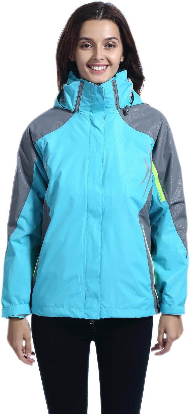 Leajoy Women's Hooded Systems 3-In-1 Jacket with Removable Inner Fleece - Turquoise XXL