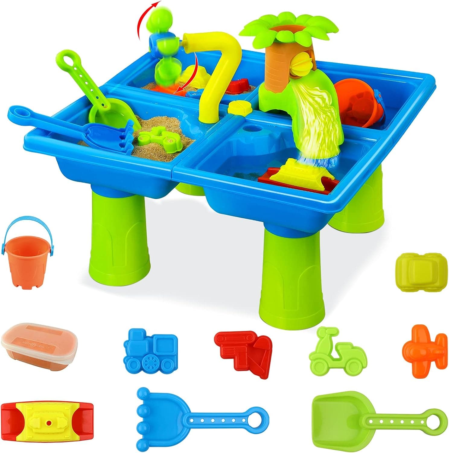 Hot Bee Water Table, 4 in 1 Kids Water Table, Water Toys for Toddlers 1-3, Sensory Table Summer Toys Beach Toys Play Sand Outdoor Toddlers Toys, Water Play for Kids