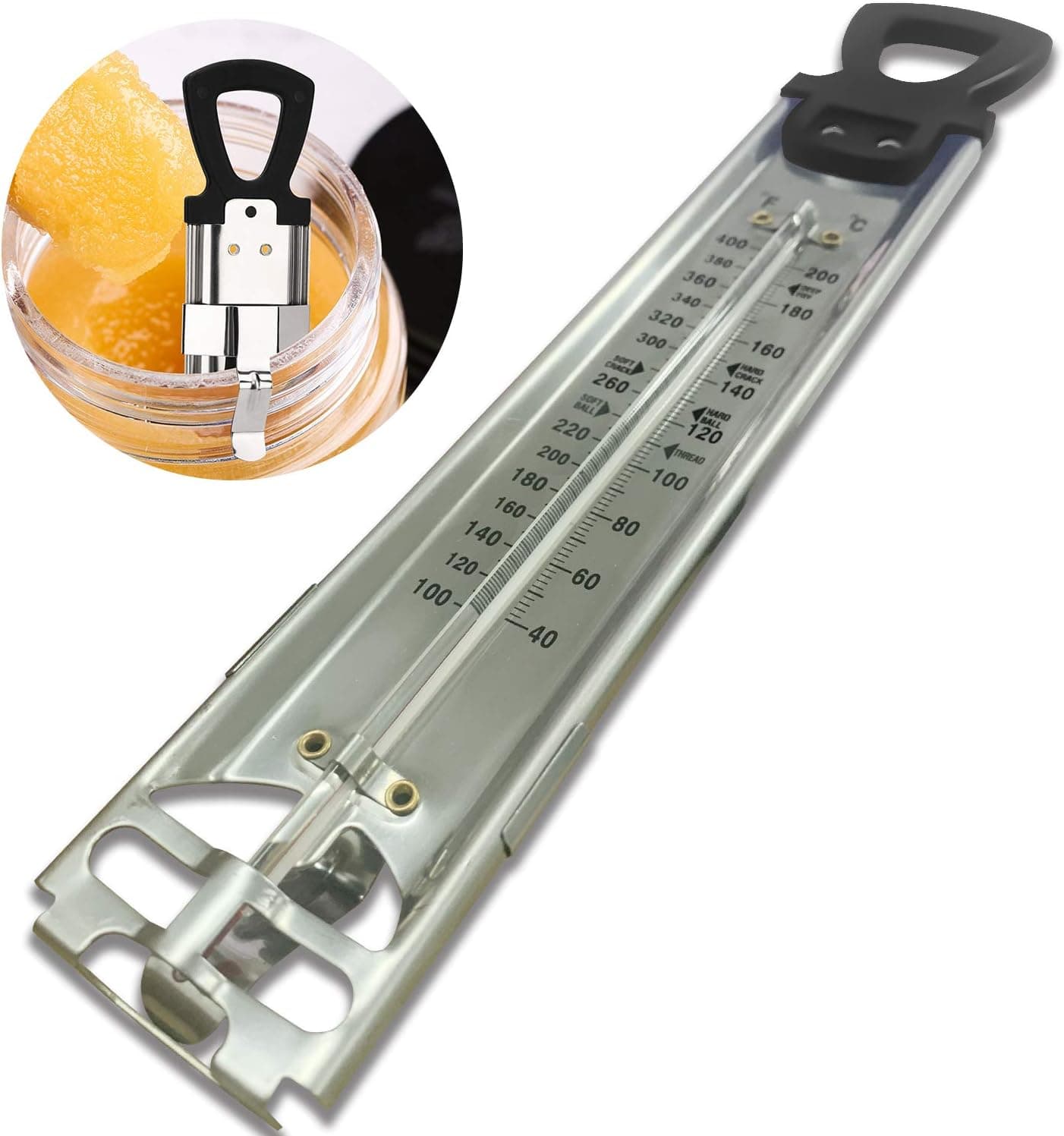 Candy Thermometer with Pot Clip Stay Cool Hanging Handle Professional Cooking Oil/Deep Fry Thermometer