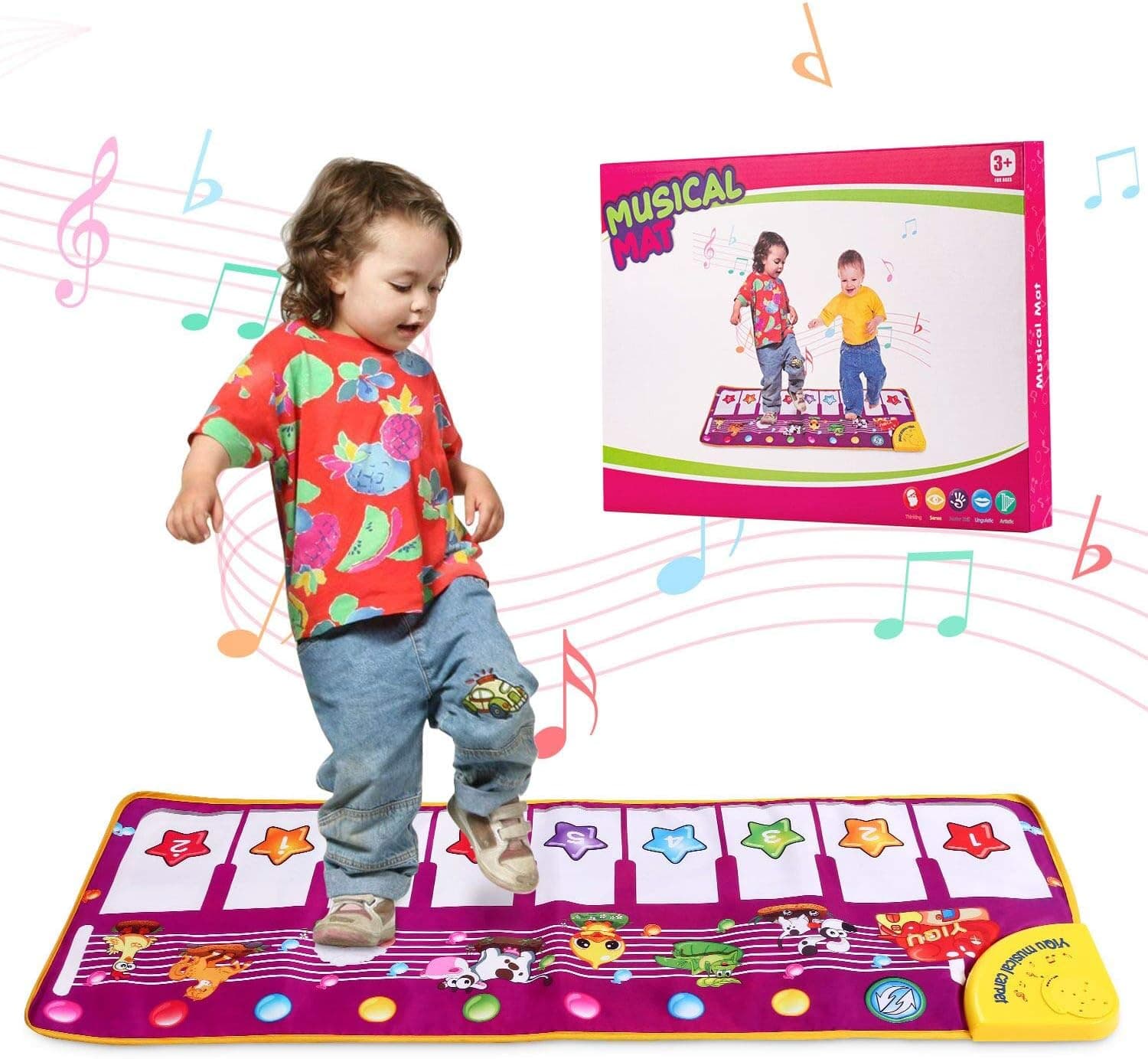 Kids Toys Piano Music Mat for 1-4 Years Old Girls Boys Gifts,39.4" Dance Mat 7 Animal Sounds for Toddler Baby Educational Funny Xmas Gift Toy (Purple)