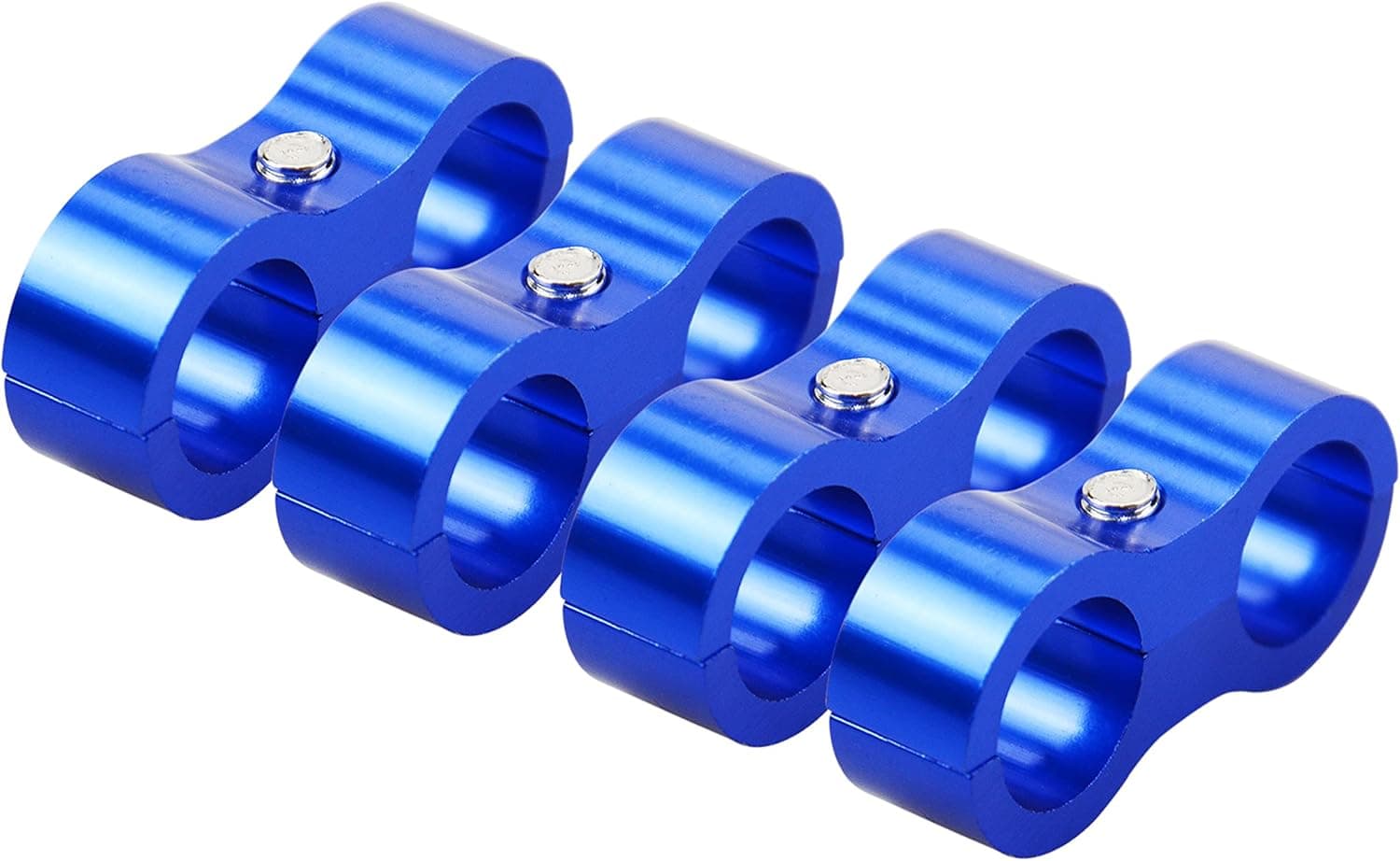 TASAN RACING 4Pcs/Pack Hose Separator Clamp/Fuel Line Mounting Clamp/Hose Fitting Adapter for Fuel Hose, Oil Line, Brake Line, Water Pipe and Gas Line AN6, Blue