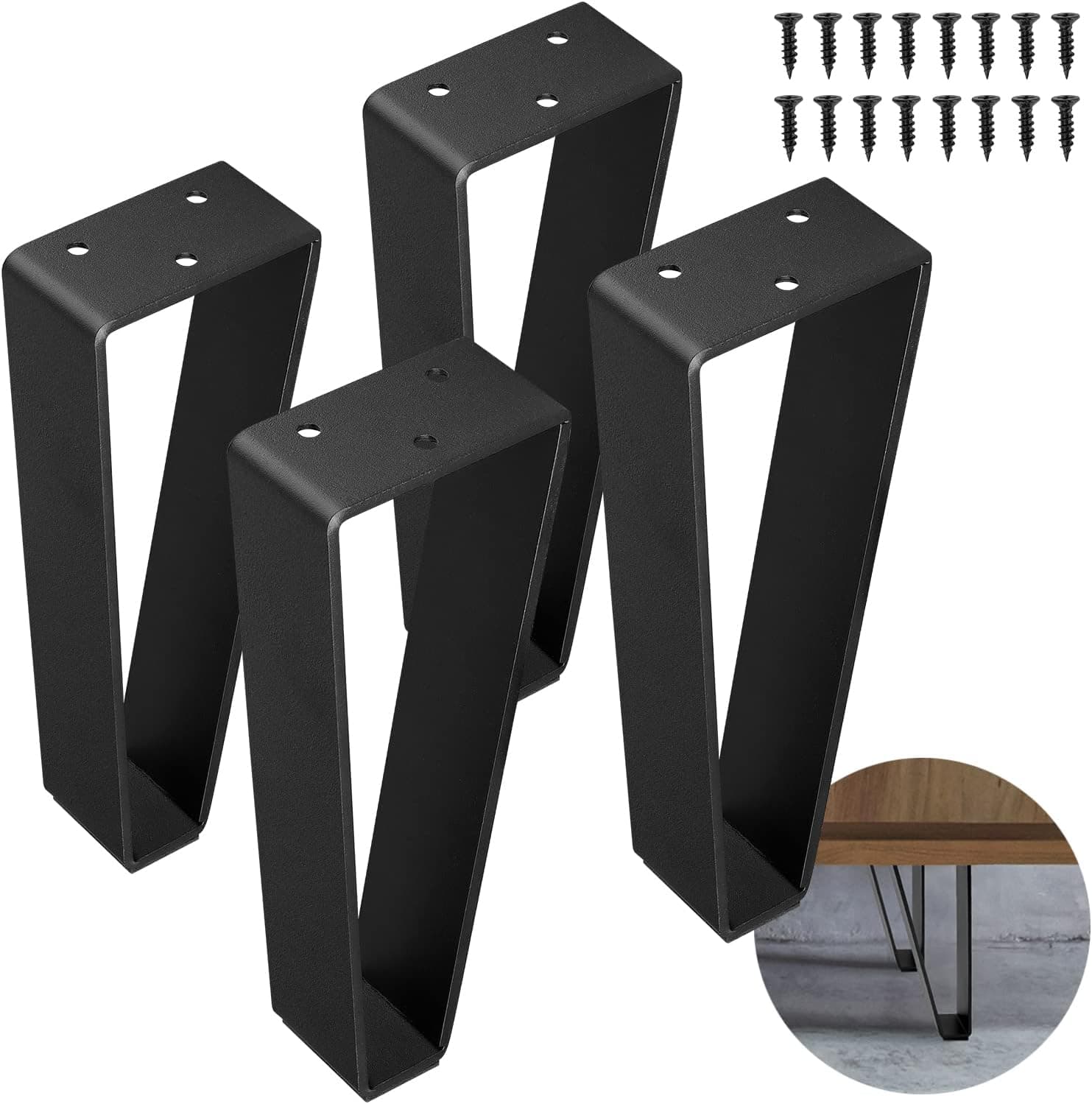 Metal Furniture Legs (4pcs-8 inch) Table Legs, Coffee Solid Steel with New Modern Style for Sofa, TV Stand Cabinet Sofa (Matte Black Paint) (FATATA)