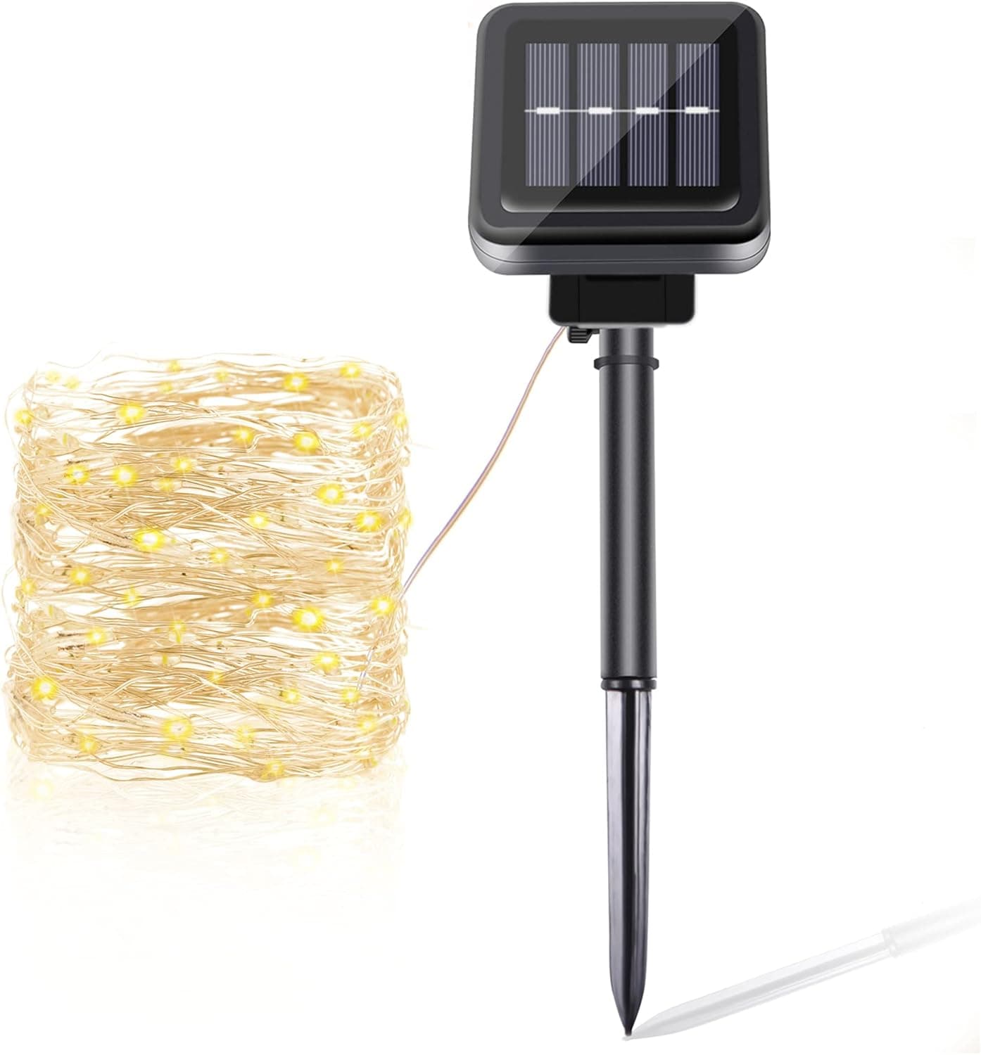 Solar String Lights Outdoor 32.8FT Waterproof Super Bright 100 LEDs Solar Powered Fairy Lights 8 Modes for Patio Yard Trees Christmas Wedding Party Decor Warm White