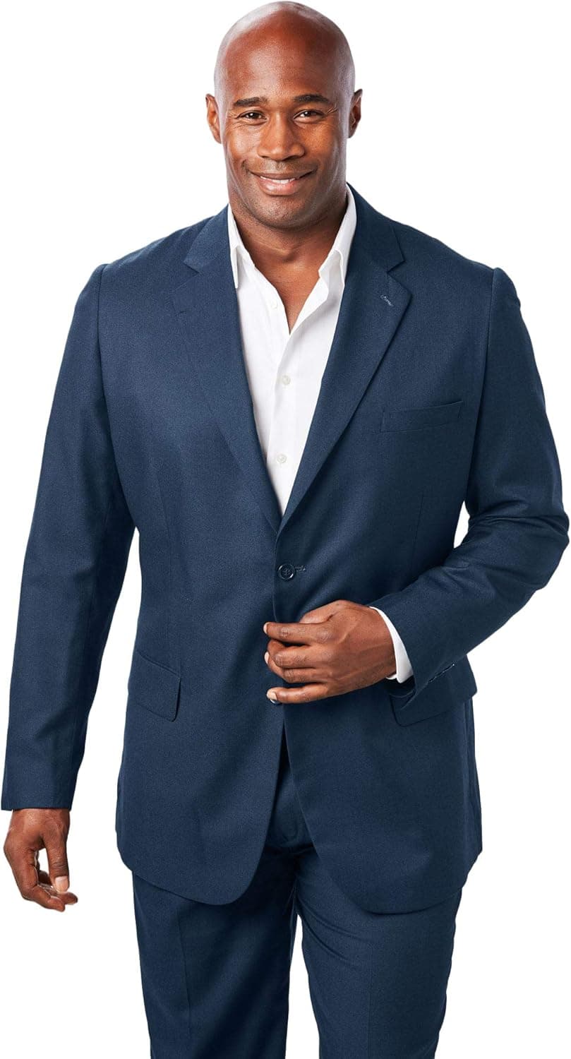 KS Signature by Kingsize Men's Big & Tall Easy Movement Two-Button Jacket - Big - 68, Navy