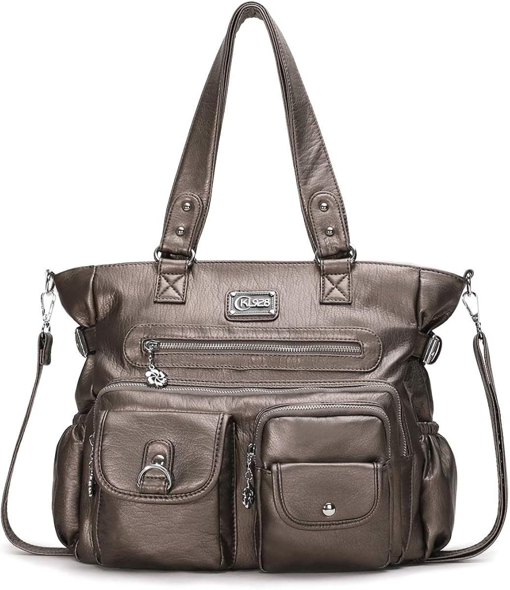 KL928 Large Purses and Handbags Soft Leather Nylon Hobo shouder bags for women (S-160-grey)