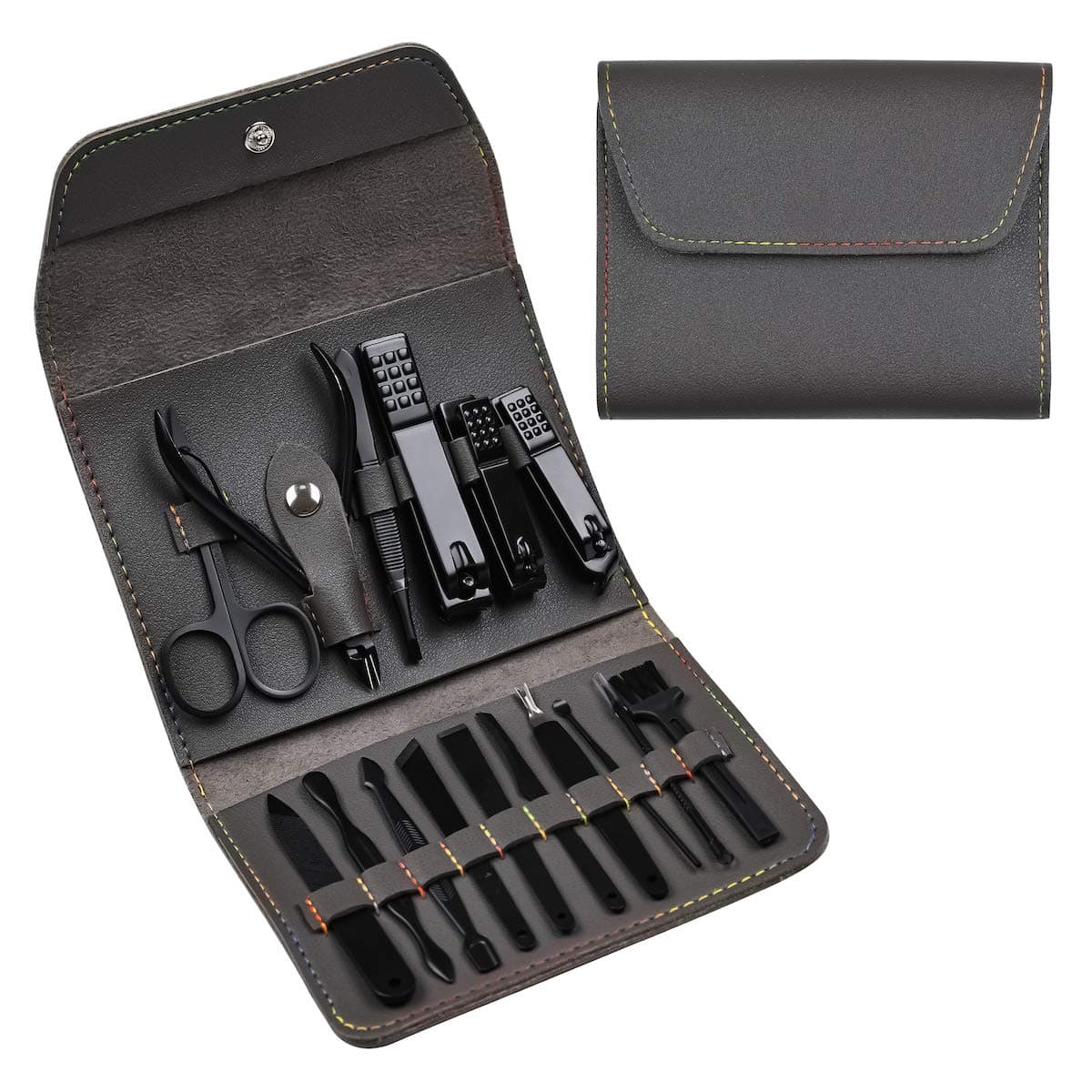 Manicure Set, Pedicure Kit, Nail Clippers Cutter, Professional Grooming Kit Made of Precisio Stainless Steel (16 Pcs, Gray)