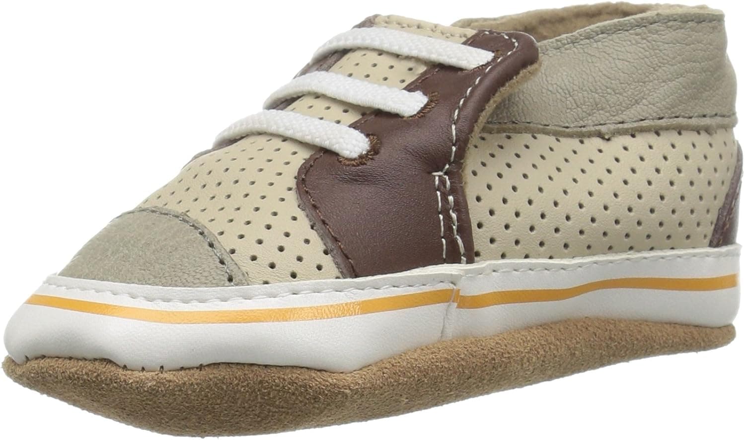 Robeez Baby-Boy's Soft Soles Slip-On, Taupe, 0-6 Months M US Infant