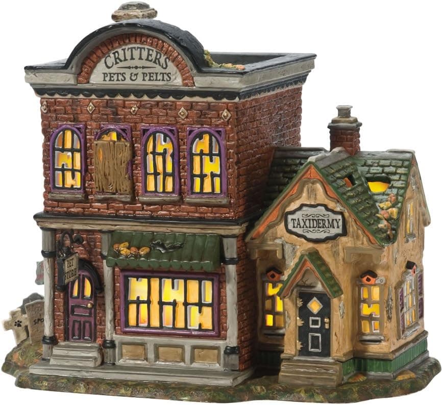 Department 56 Snow Village Halloween Critter's Pets and Pelts Lit House