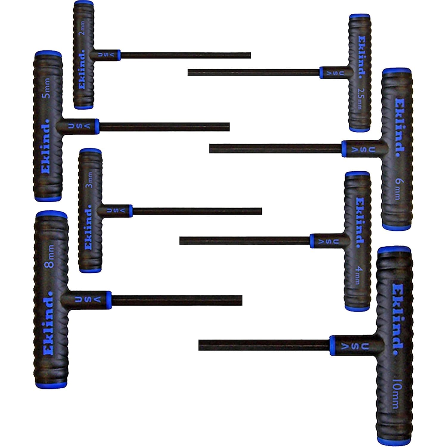 EKLIND 64608 Power-T Handle Hex Key allen wrench - 8pc set Metric MM sizes 2-10 (6In shaft)