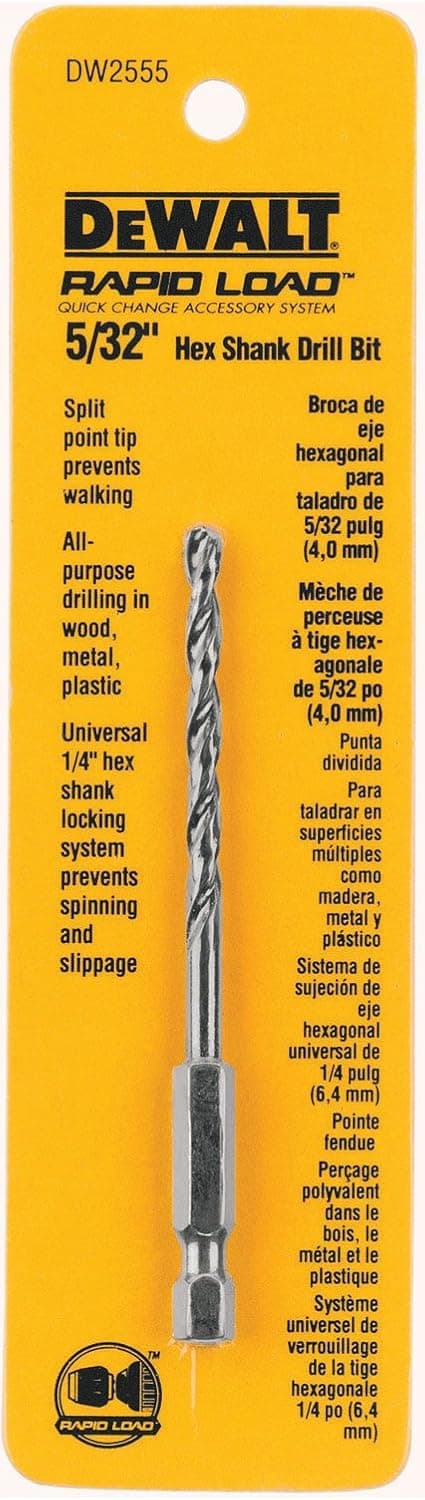 DEWALT DW2555 5/32-Inch Hex Shank Drill Bit,Black
