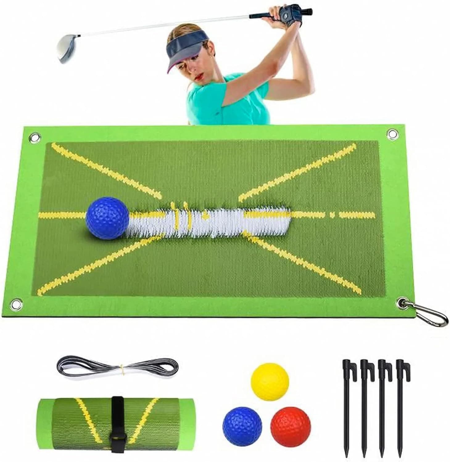 Golf Training Mat for Swing Detection, Path Feedback Golf Practice Mats, Advanced Golf Hitting Mat for Indoor/Outdoor, Golf Training Aid Equipment Outdoor Indoor Golf Gifts for Men Women