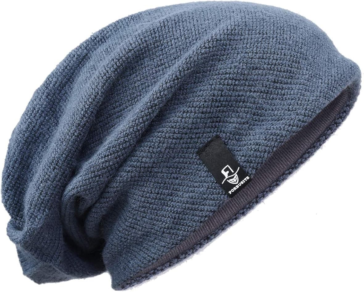 Ruphedy Men's Slouch Beanie Knitted Hat Long Oversized Baggy Skull Cap for Winter N010