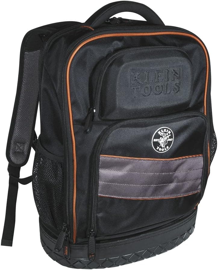 Klein Tools 55456BPL Laptop Backpack / Tool Bag, Water Resistant Technician Backpack, Padded for 1-Inch Thick Laptop or Tablet, 25 Pockets