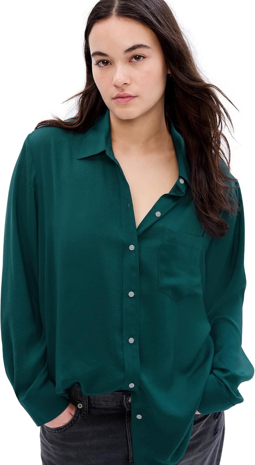 GAP Women's Long Sleeve Button-Down Blouse Easy Shirt