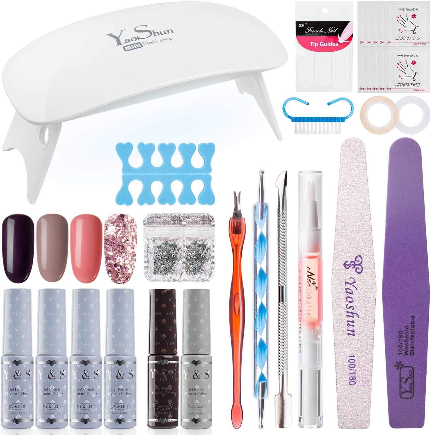 Gel Nail Polish Kit - YaoShun Gel Polish Starter Kit with Base and Top Coat Nail Art Gift Box, Soak Off Nail Gel UV Nail Gel Trial Kit Professional Nail Technician All-in-One French Kit 10ml