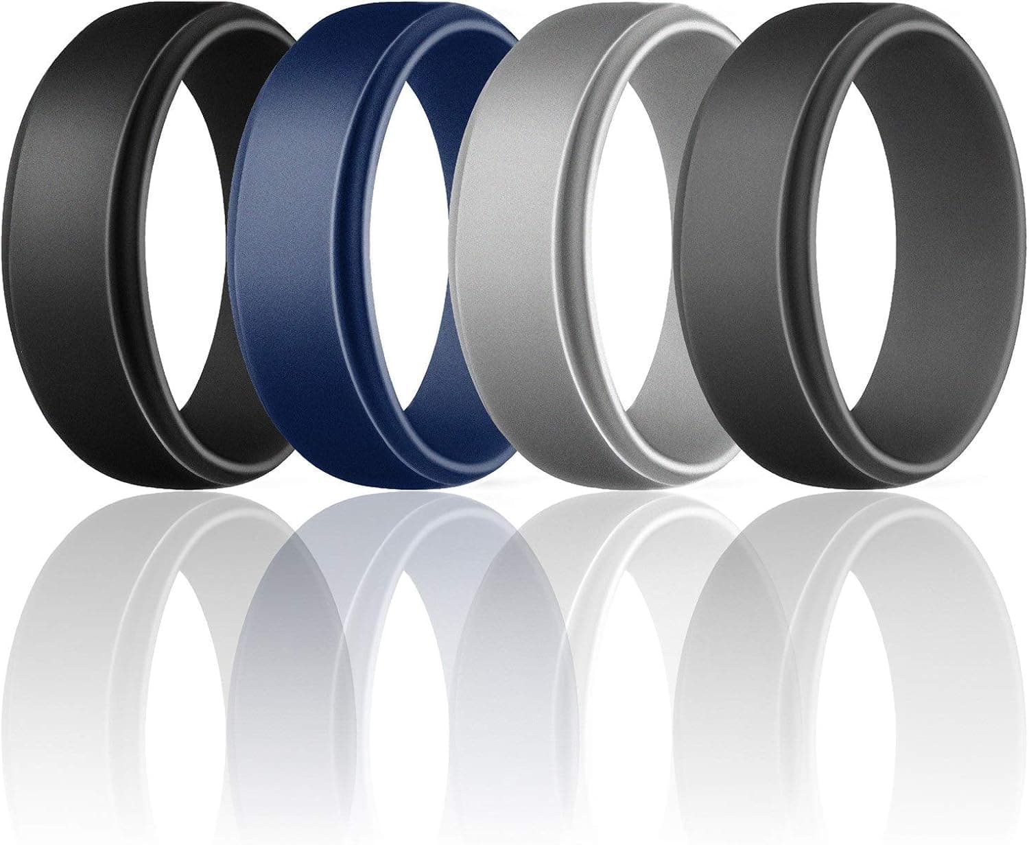Silicone Wedding Ring for Men, Breathable Women Rubber Wedding Bands Stay Safe Soft at Work & Sport, Fit Well Size 7-14 (Width 8mm Thickness 2mm)