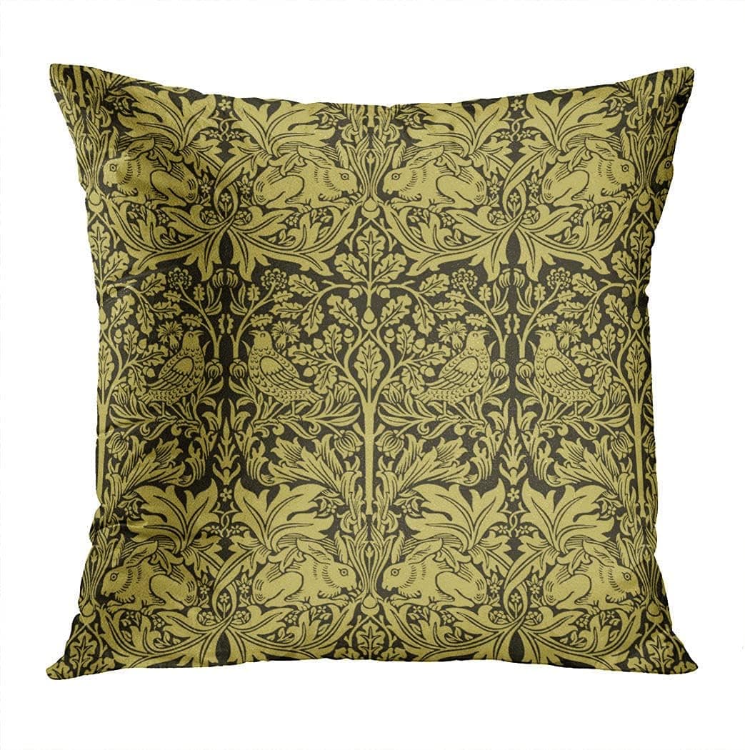 Gygarden Fancy William Morris Rabbit Chintz Hidden Zipper Home Sofa Decorative Throw Pillow Cover Cushion Case Square 16x16 Inch Design Printed Pillowcase