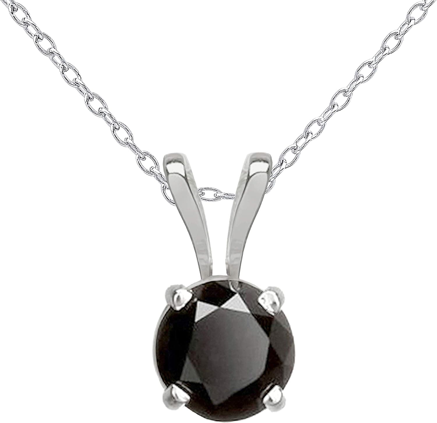 Dazzlingrock Collection 10K Round Cut Black Diamond Ladies Solitaire Pendant, White Gold