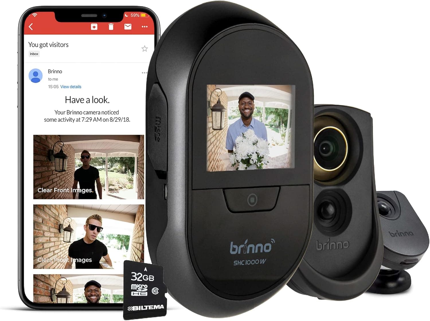 Brinno Peephole Camera WiFi SHC1000W, Peephole Camera for Apartment Door with Motion Sensor, Dual Storage for Image, Easy Installation Camera for Existing Peephole - Gold - Size 15/32" (12mm)