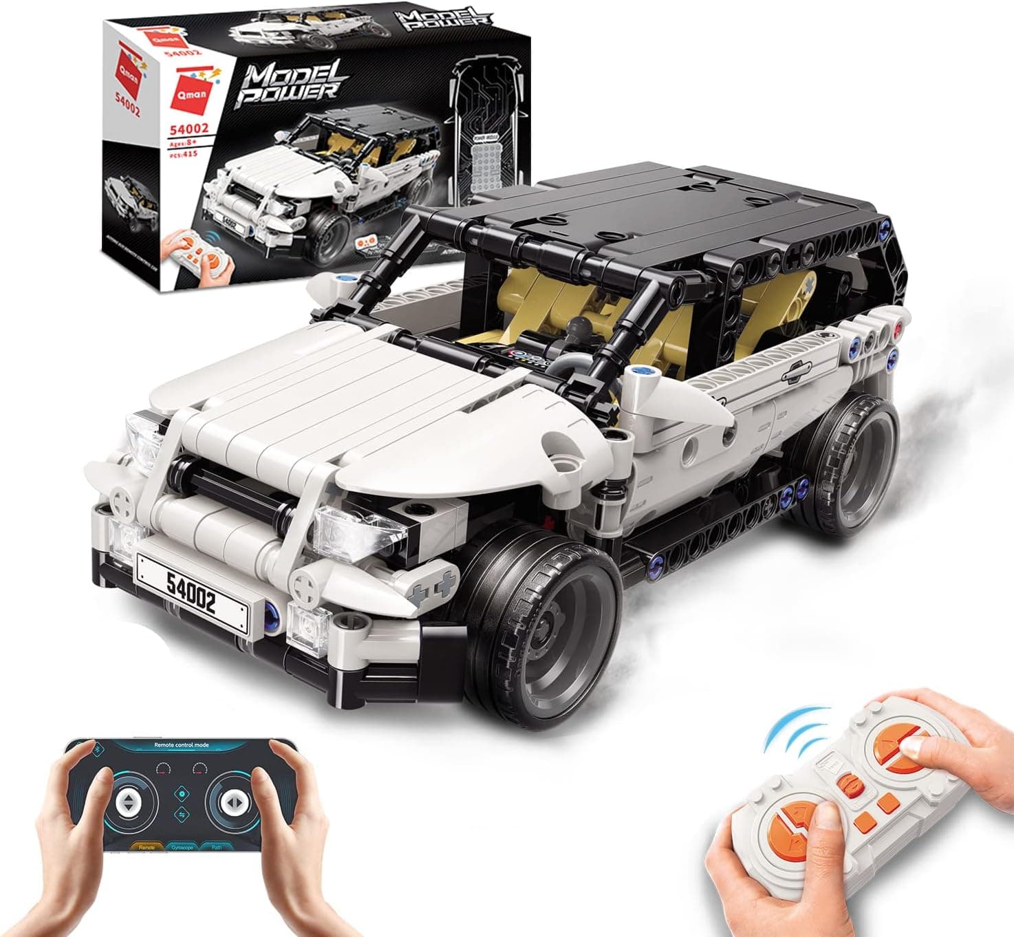 QMAN STEM Building Blocks Toys RC Car Kits to Build Educational Toy for Kids Age 6 7 8 9 10 11 12 Years Old Model Car Building Kit Remote Control Racing Car Building Bricks for Boys and Girls