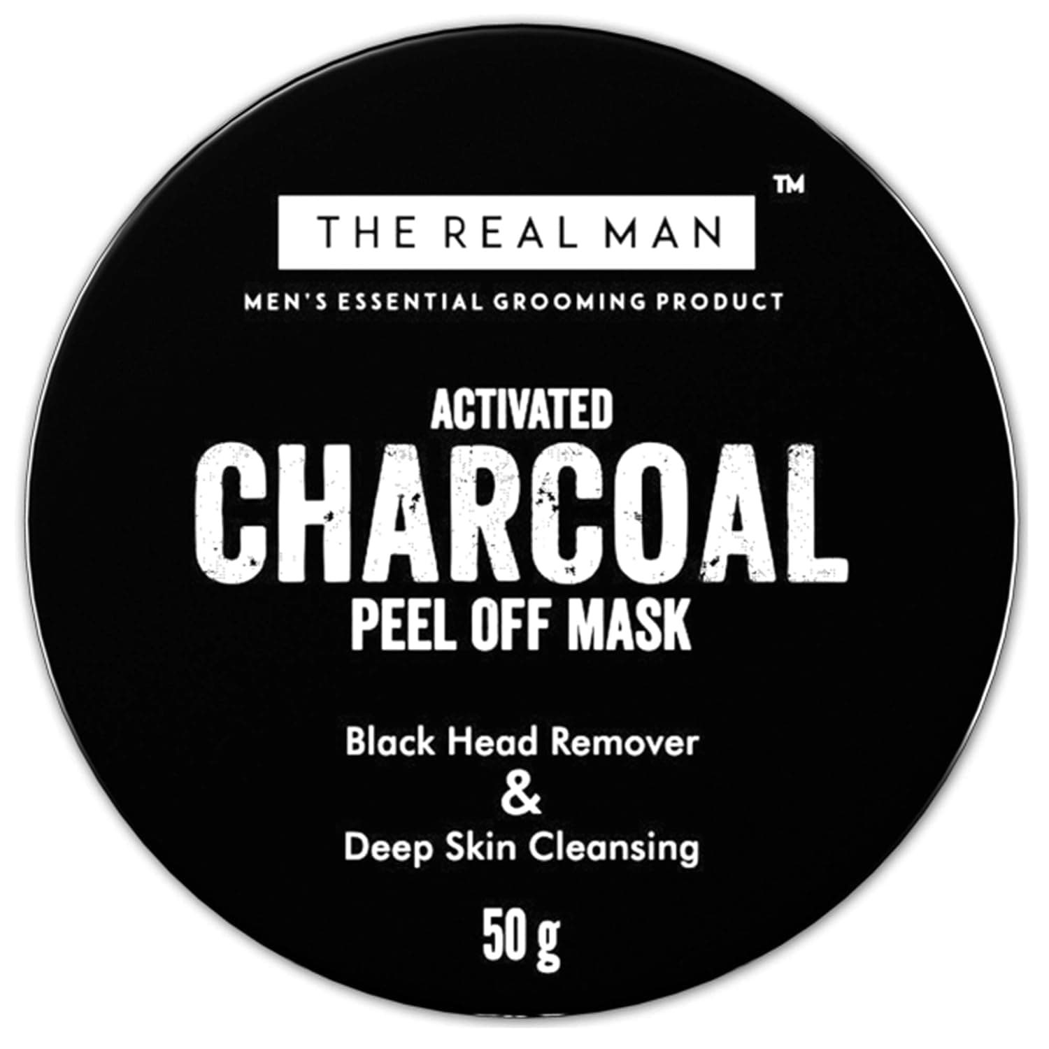 THE REAL MAN Black Head Remover & Deep Skin Cleansing Charcoal Peel Off Mask 50g. With Extract of Aloe Vera & Activated Charcoal. (PACK OF 1)