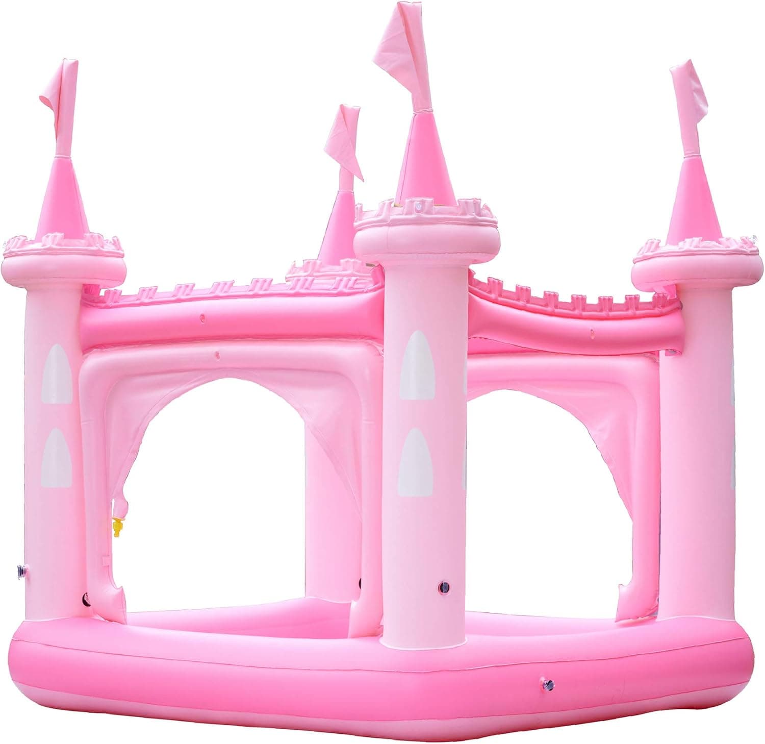 Teamson Kids Inflatable Castle Kiddie Pool Play Center with Sprinkler Pink with Pump (TK-48271P)