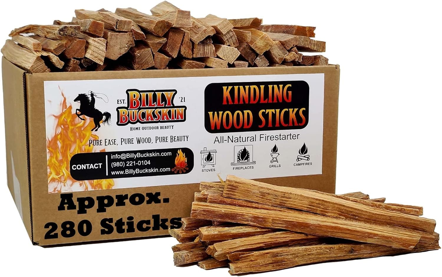 Kiln Dried Kindling Wood Sticks | Ready to Use Starter Firewood | The Perfect Size to Start Fires | All-Natural Firestarter Firewood | Approx. 280 Sticks per Box
