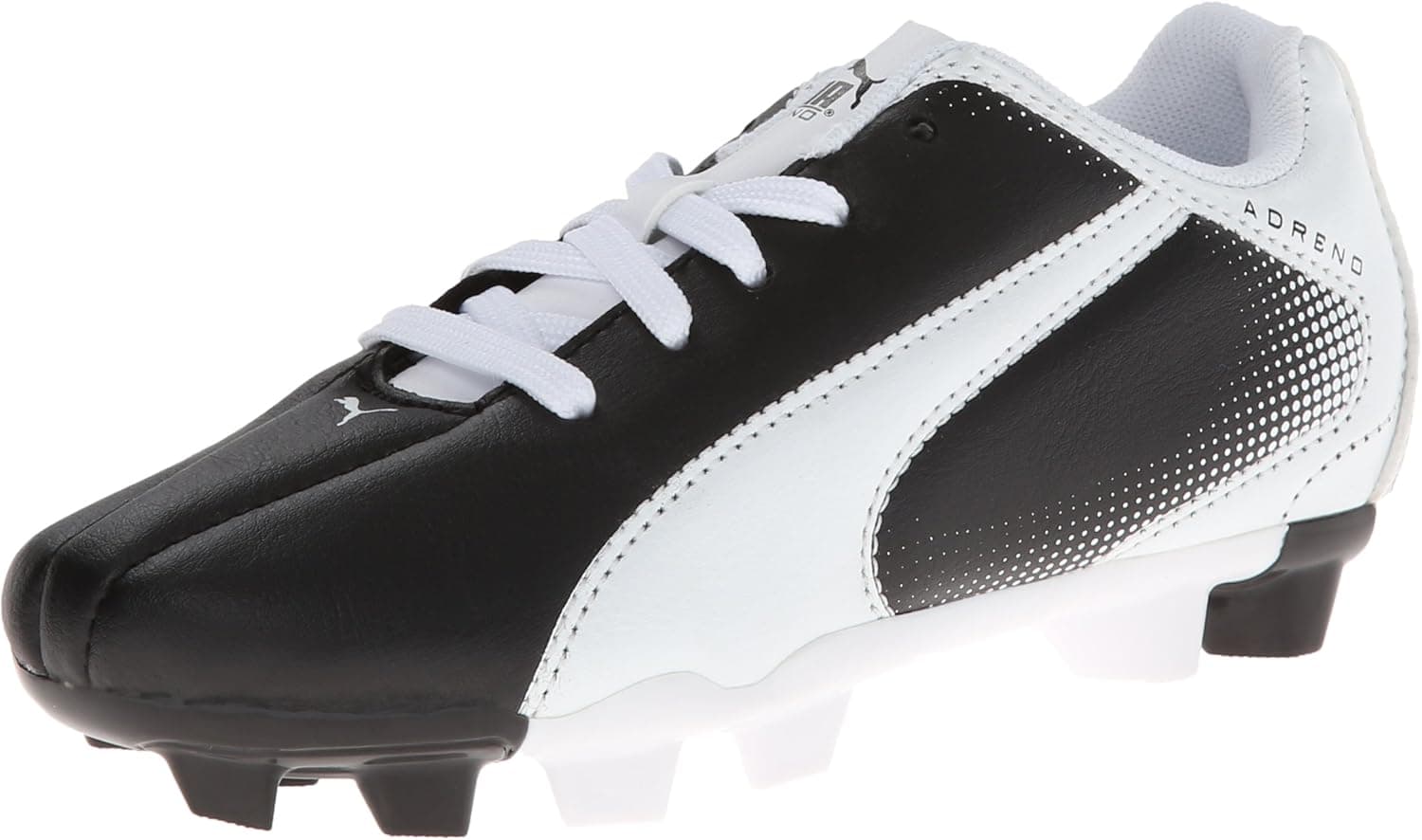 PUMA Adreno Firm Ground JR Soccer Shoe (-Infant/Toddler/Little Kid/Big Kid) , Black/White, 3.5 M US Big Kid