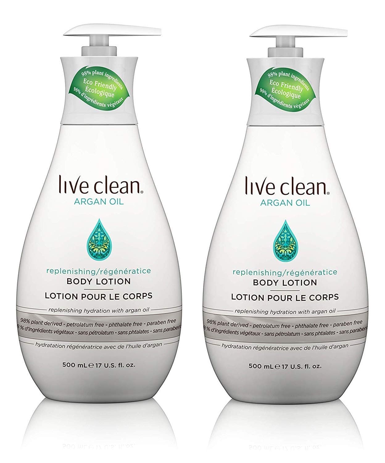 Live Clean Argan Oil Replenishing Body Lotion, 17 oz. Each Bottle (2 pack)