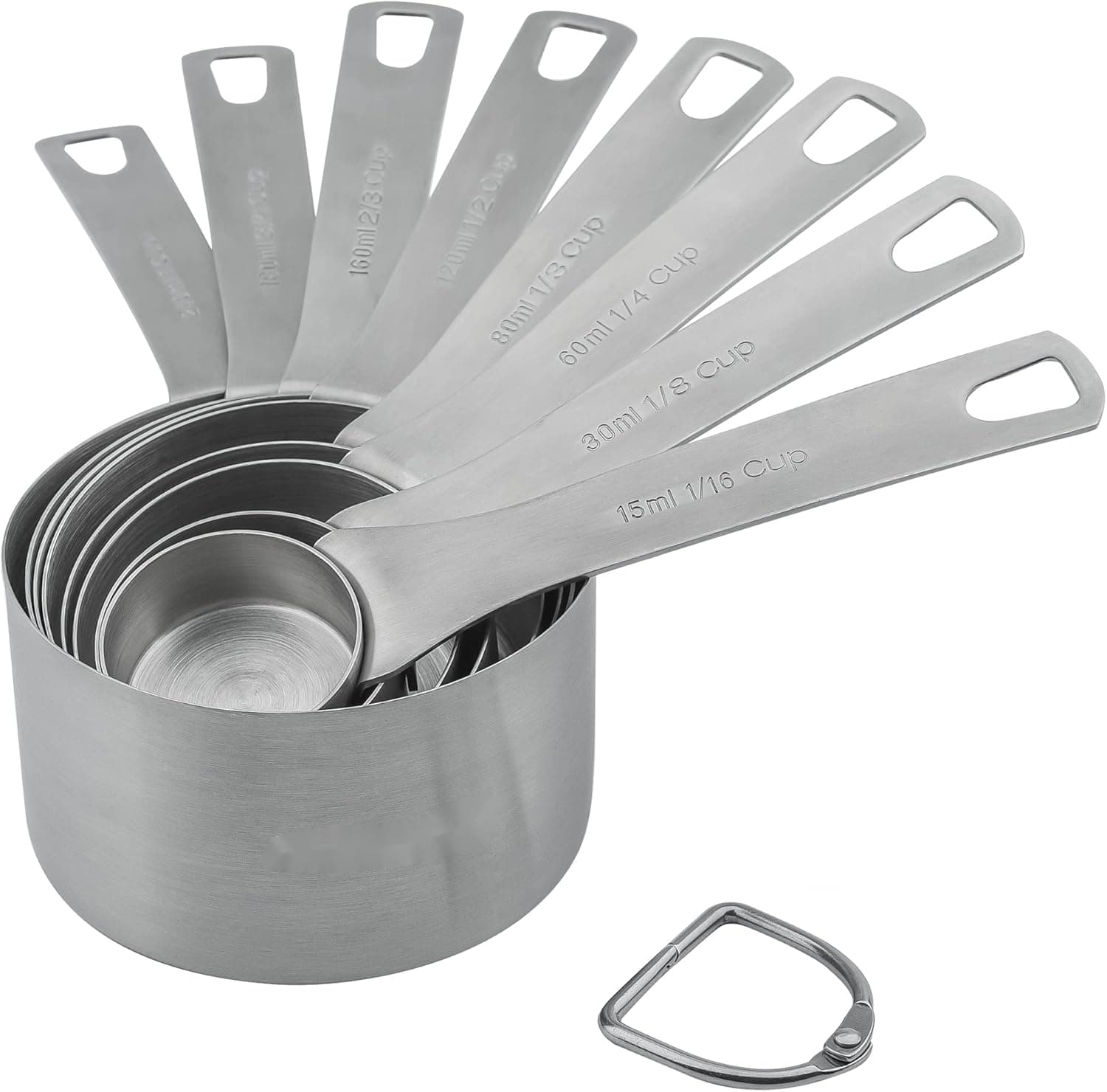 Nstezrne Measuring Cups Set, Measuring Cup Set, 18/8 Stainless Steel Measuring Cups Set, Metal Measuring Cups Set for Baking, Kitchen Dry Measuring Cups Set with 1/8 2/3 3/4 Cup Measuring Cup Set 8