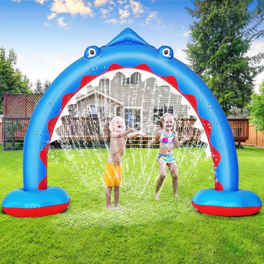 Inflatable Shark Water Sprinkler for Kids, Giant Shark Water Toys, Large Inflatable Shark for Yard Summer Outdoor Water Park Play Sprinkler for Kids Boys Girls