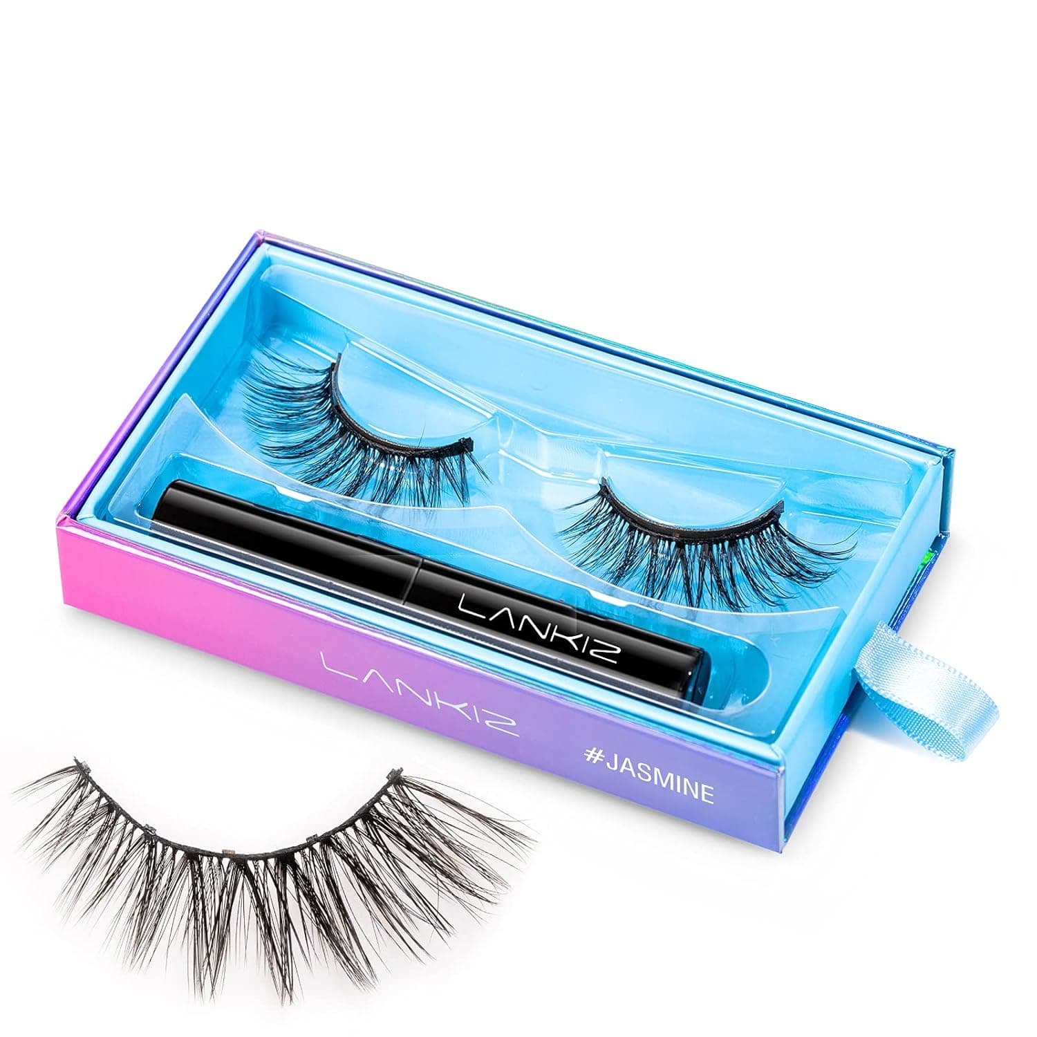 LANKIZ Reusable Magnetic Eyelash Kit, Up To 40 Wears, 1 Pair Lash With Eyeliner, 3D Faux Mink, Waterproof & Non-slip Eyeliner, Pestañas Postizas Magneticas. (# Jasmine)