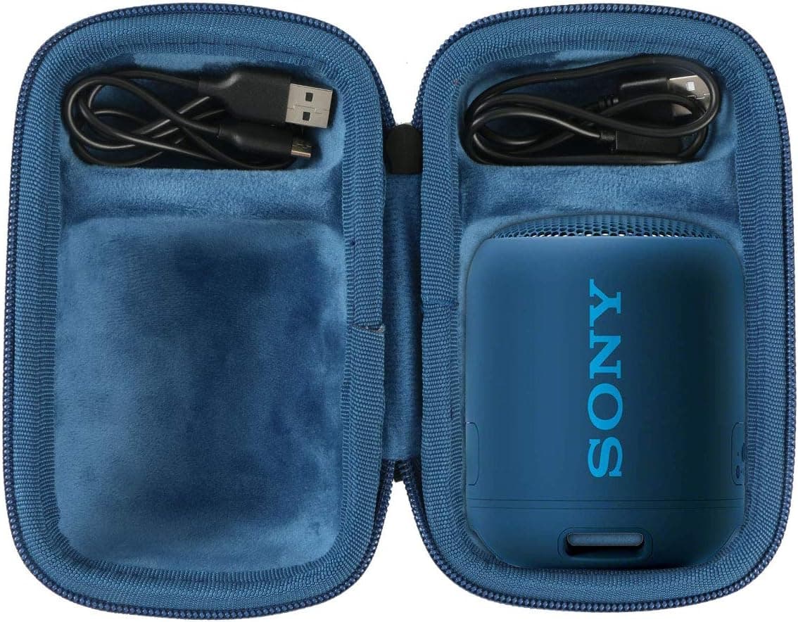 co2CREA Hard Travel Case Replacement for Sony SRS-XB12 SRS-XB13 Extra Bass Portable Bluetooth Speaker (Black Case + Inside Blue)