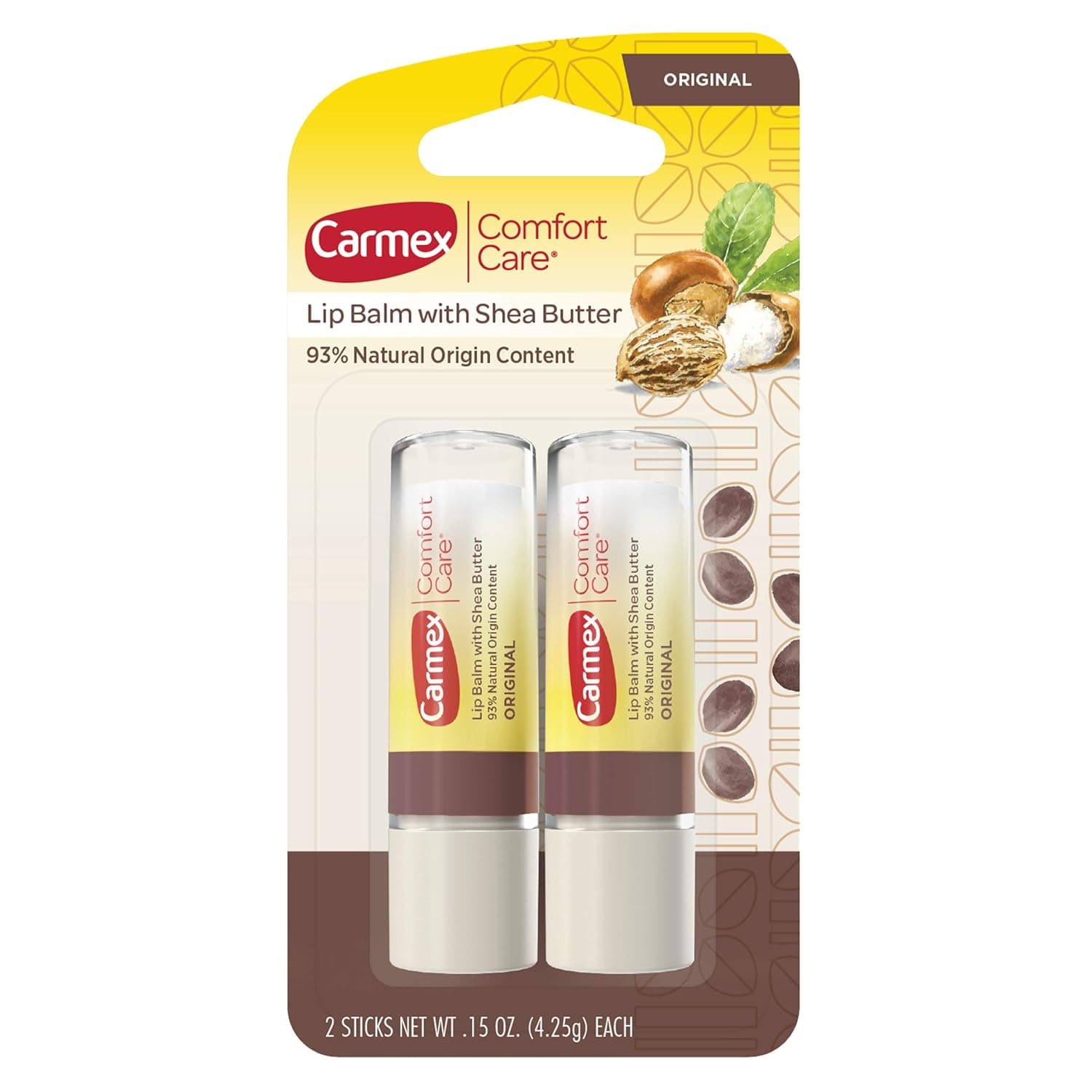 Carmex Comfort Care Lip Balm Sticks with Shea Butter - 0.15 OZ Each, 2 Count