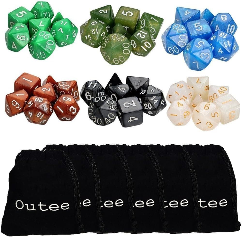 6 x 7 (42 Pieces) Polyhedral Dice 6 Color Dungeons and Dragons DND MTG RPG D20 D12 D10 D8 D6 D4 Game Dice Set
