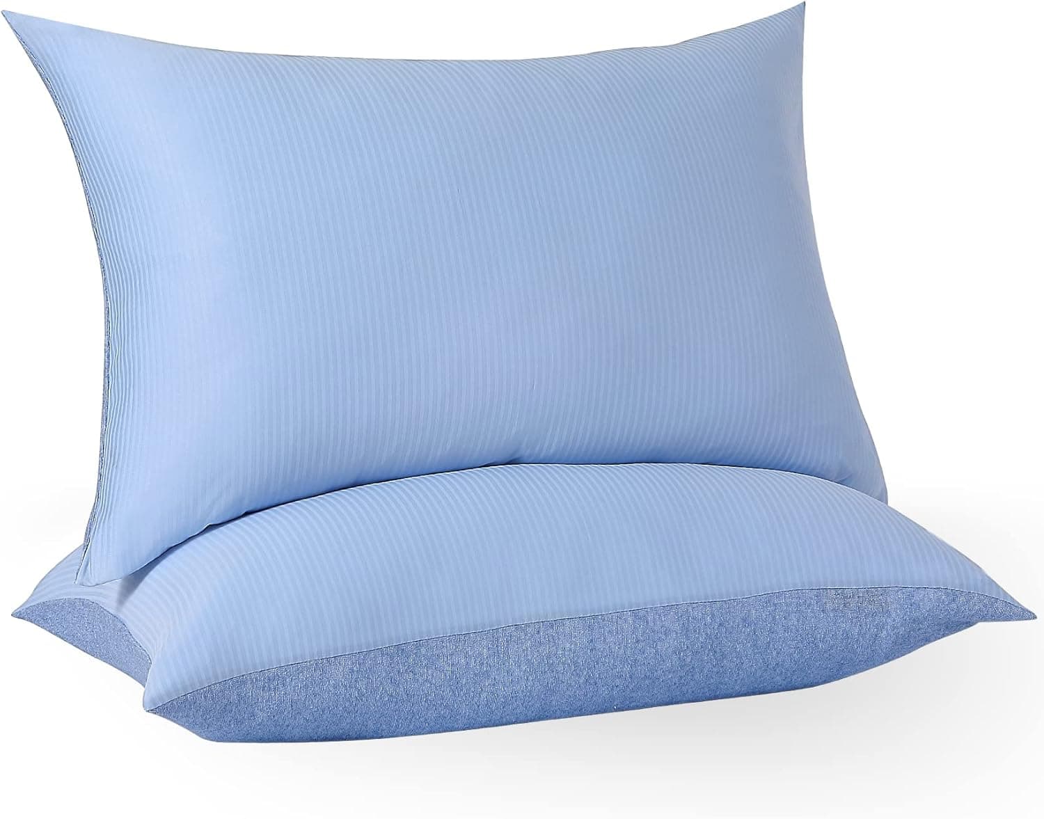 CAROMIO Cooling Pillow Cases 2 Pack, Double-Sided Cooling and Bamboo Cotton Terry Pillowcase for Hot Sleepers, Cool Pillow Cover with Zipper, Breathable Soft, Skin-Friendly (Blue, Queen 20"x30")
