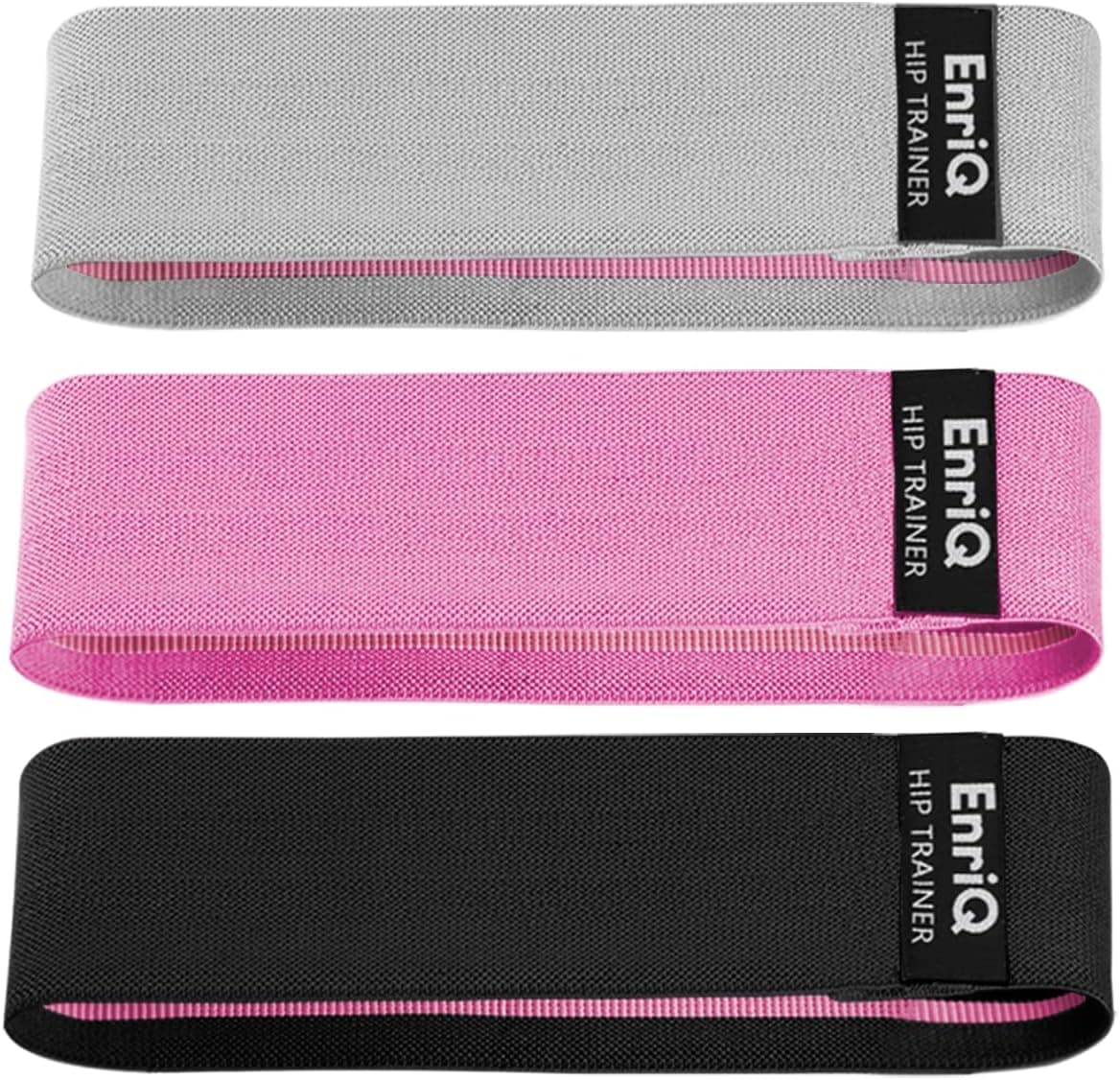 EnriQ Booty Bands Fabric Resistance Bands for Legs and Butt - Non Slip Cloth Hip Bands Elastic Workout Bands - Activate Glutes and Thighs - Made of Premium Elastic Fabric