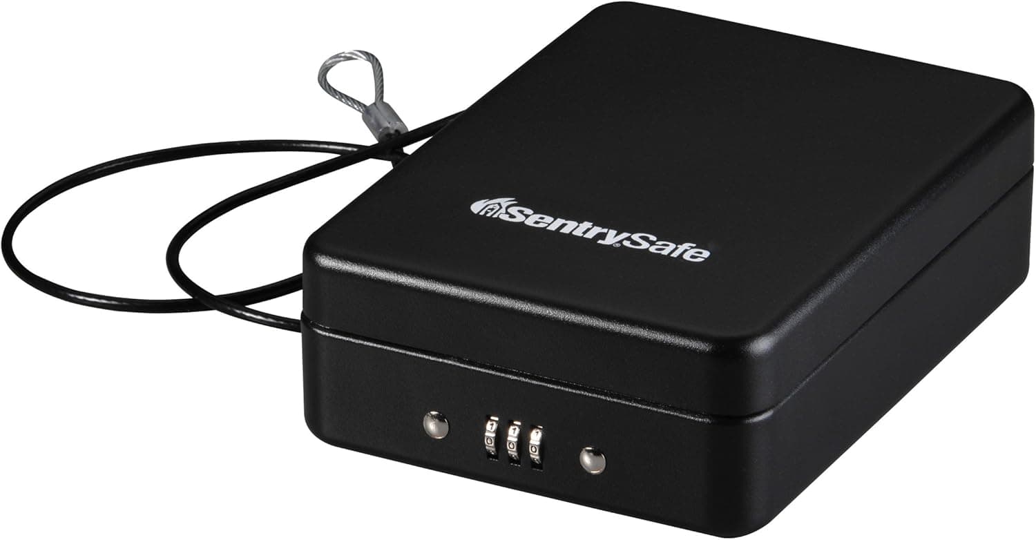 Sentry Safe Small Safe, Lock Box with Combination Lock for Office or Dorm, Ex: 2.6 in. H x 5.9 in. W x 8.0 in. D