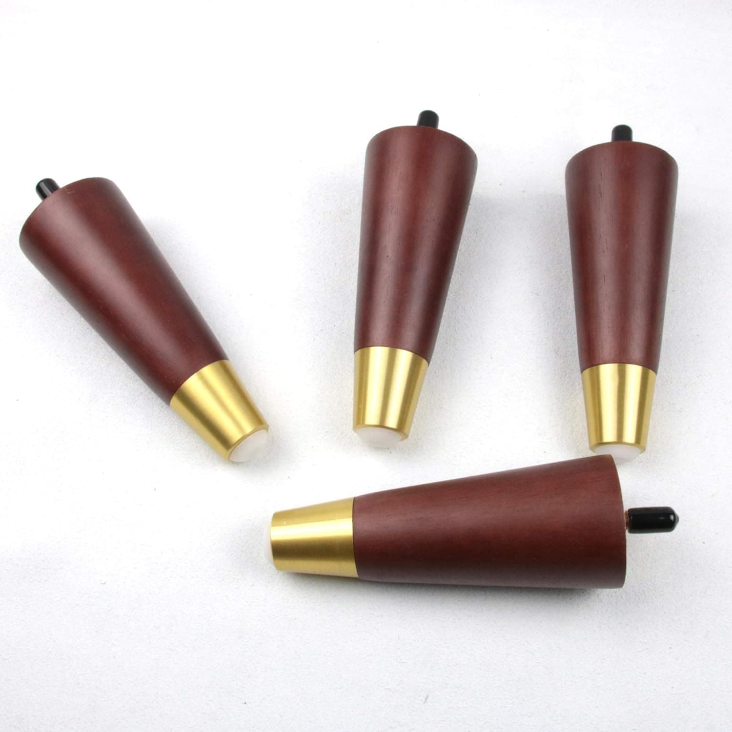 Furniture Legs 6 inch Couch Leg Solid Wood Round Tapered Gold feet for Sofa Couch Armchair canbinet Dresser Set of 4 (6 inch, Walnut)