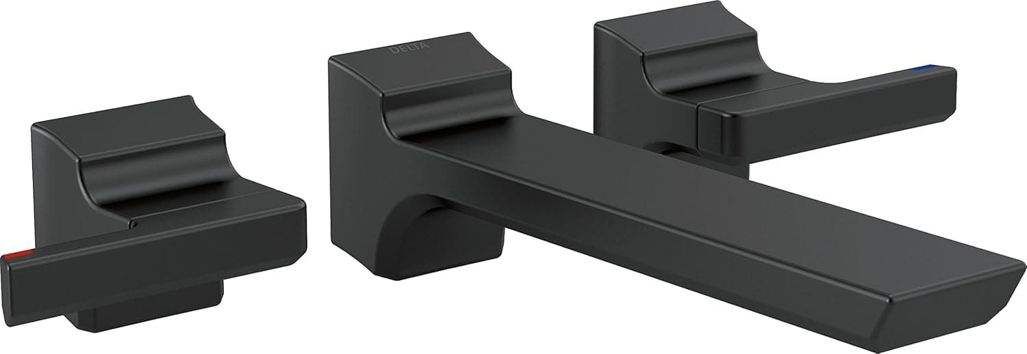 Delta Faucet T3599LF-BLWL Pivotal Two Handle Wall Mount Lavatory Faucet Trim, Matte Black