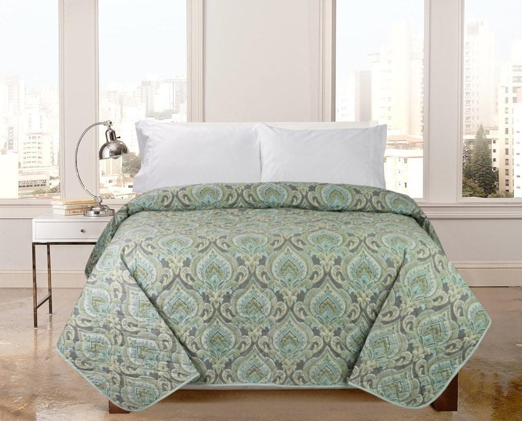 Studio 1012 Quilted Modern Print Bedspread Coverlet with REVERSIBLE Box Stitch - 86" x 86" (Full/Queen)