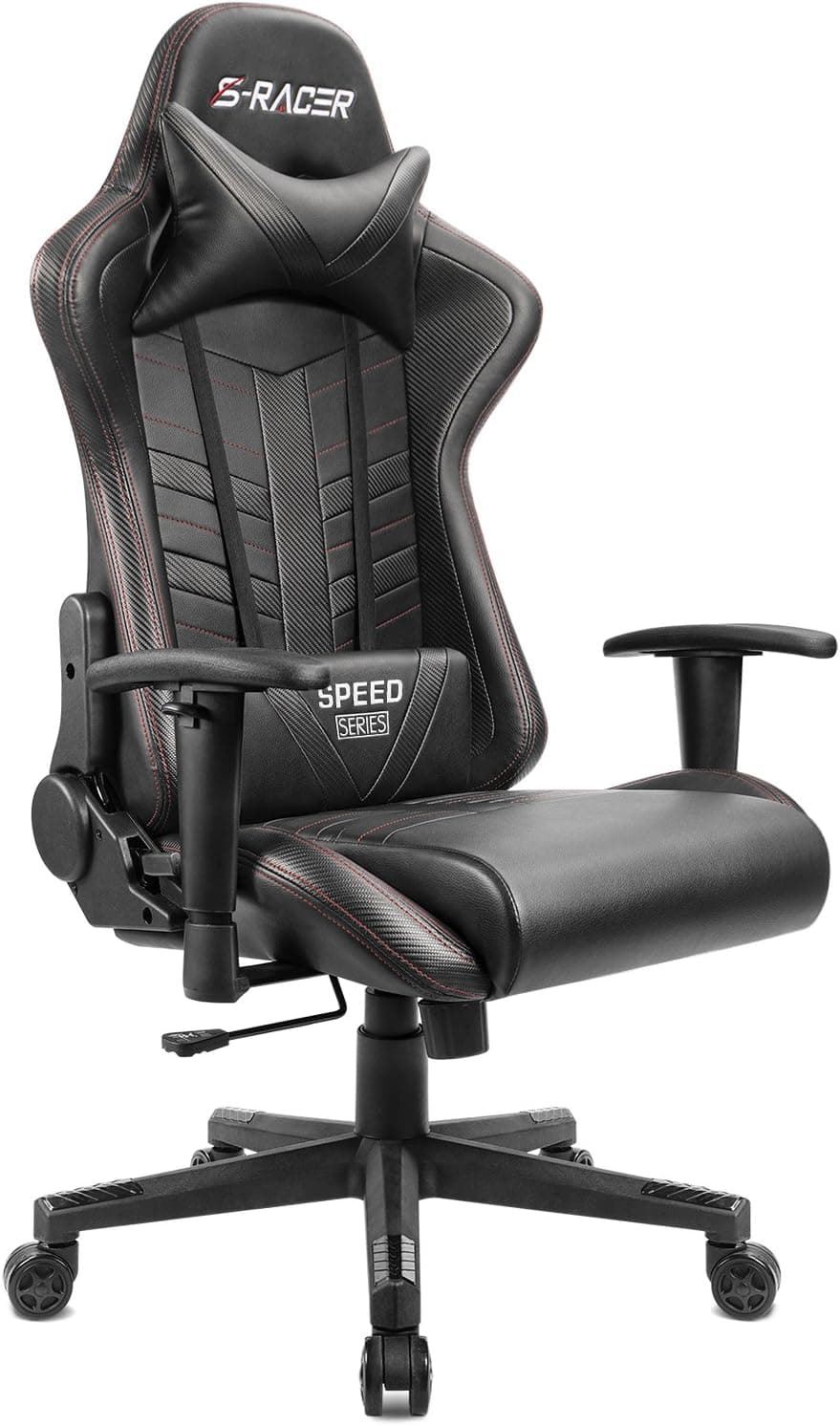 Homall Gaming Chair Racing Office Chair High Back Leather Computer Desk Chair Adjustable Swivel Manage Chair with Headrest and Lumbar Support (Black)